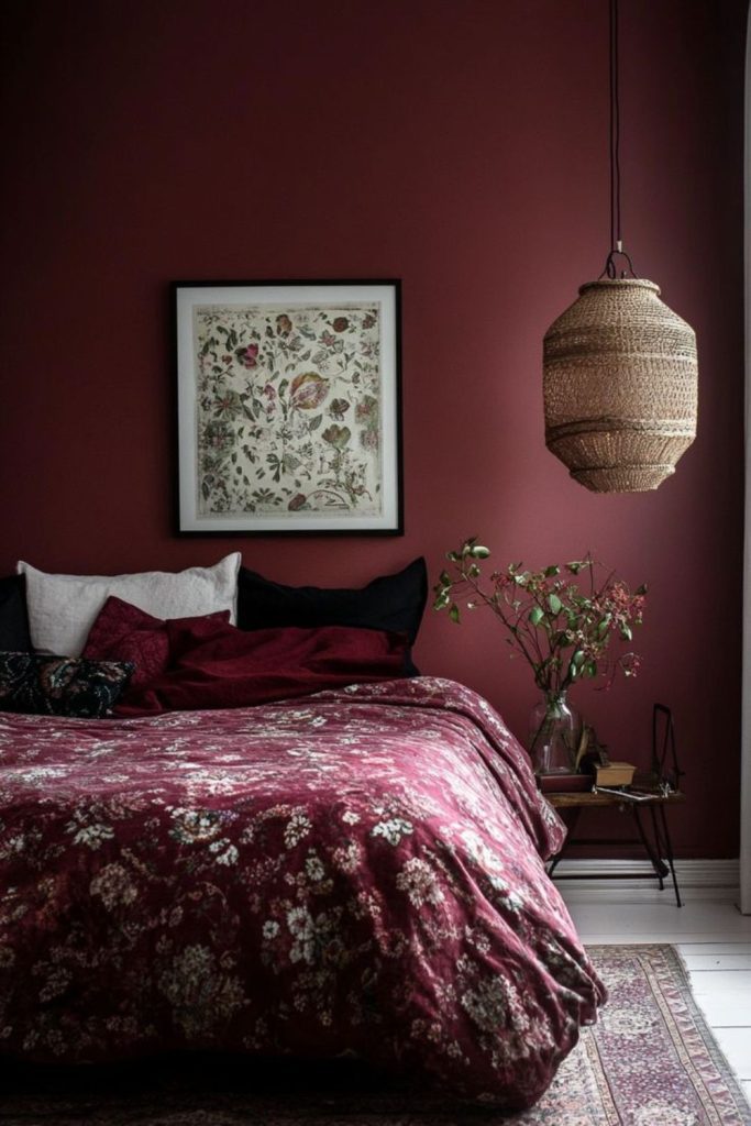 Pomegranate boho casual loft bedroom