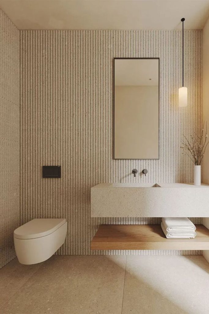 Japanese Scandinavian minimal bathroom design