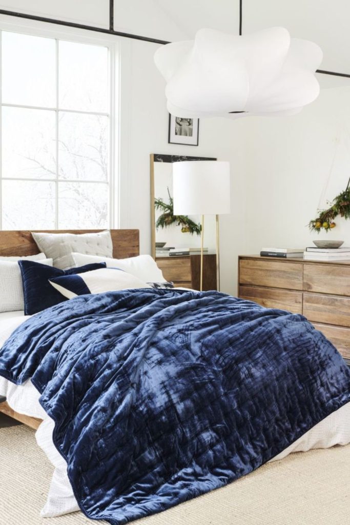 Deep sapphire luxurious bedding set