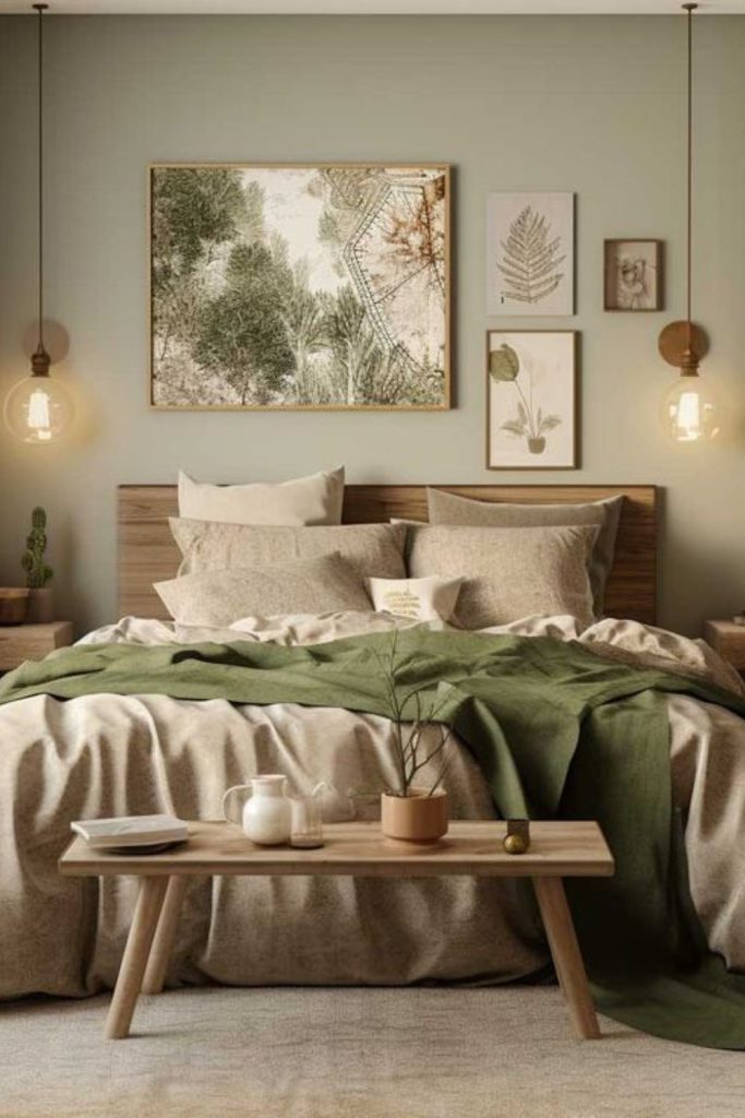 Fog neutral mid century bedroom decor