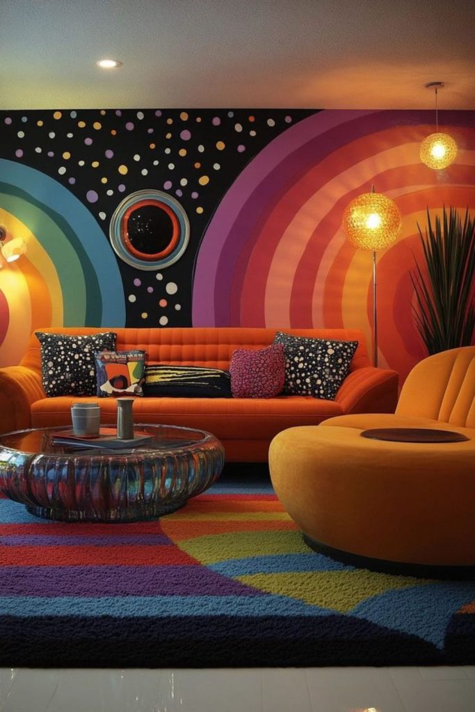 Retro futurist midcentury modern living room