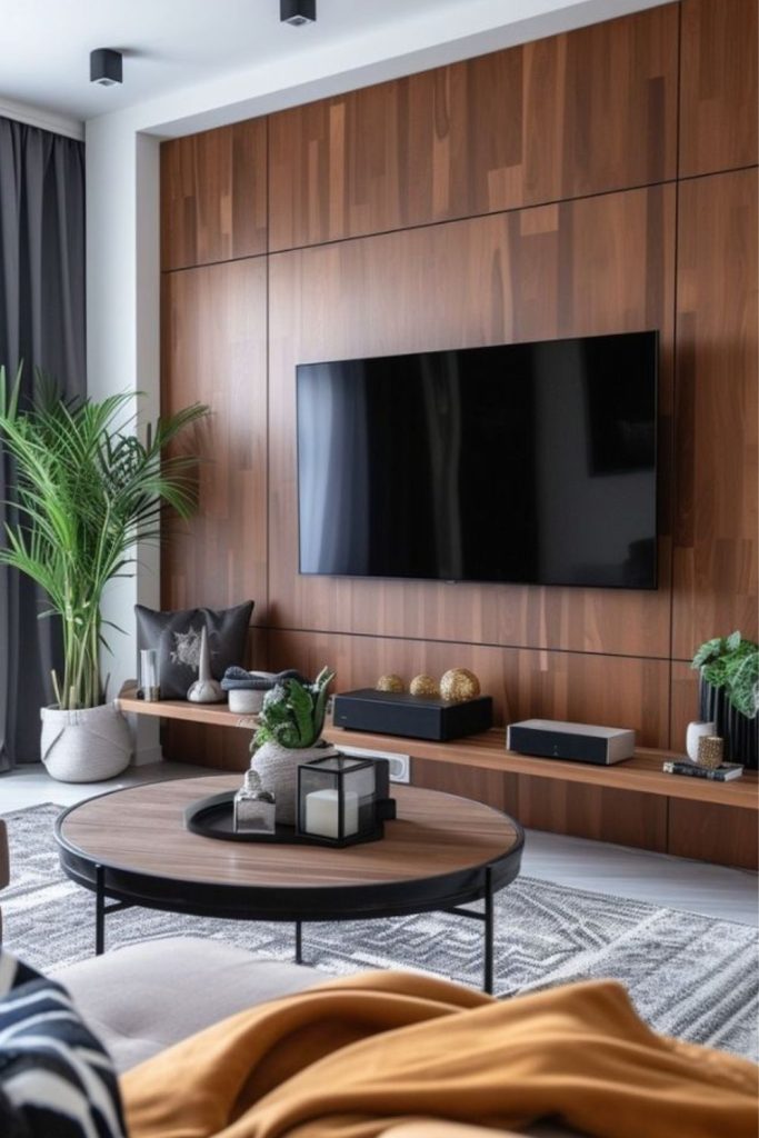 Vinyl records surround television nostalgic design.