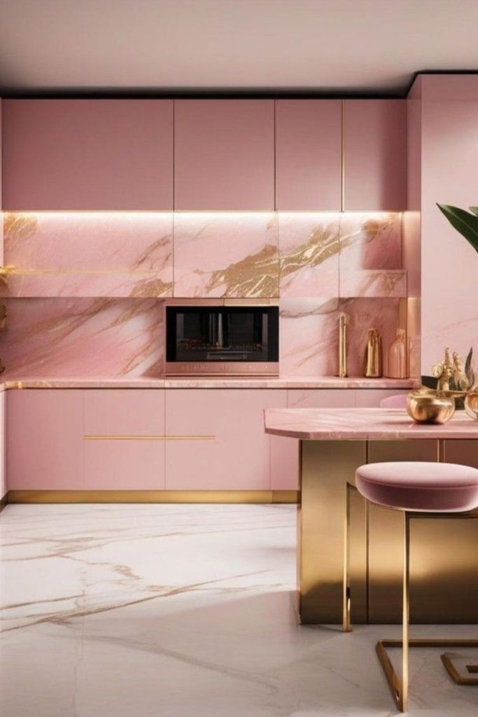 Pink marble counters with subtle shimmer