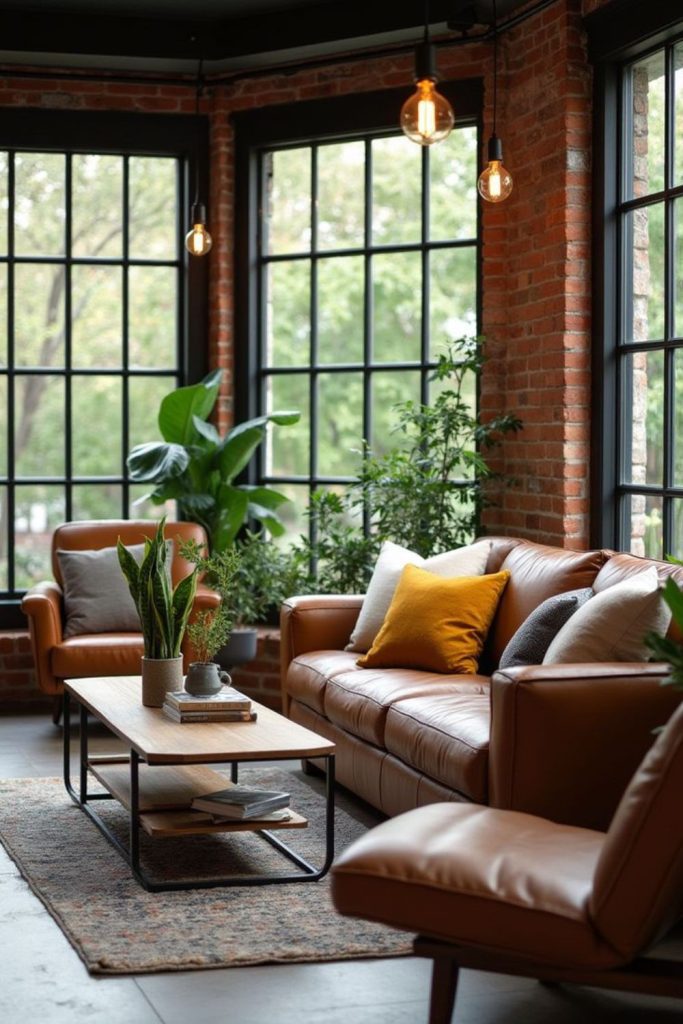 Rustic metal textures warm cozy retreat