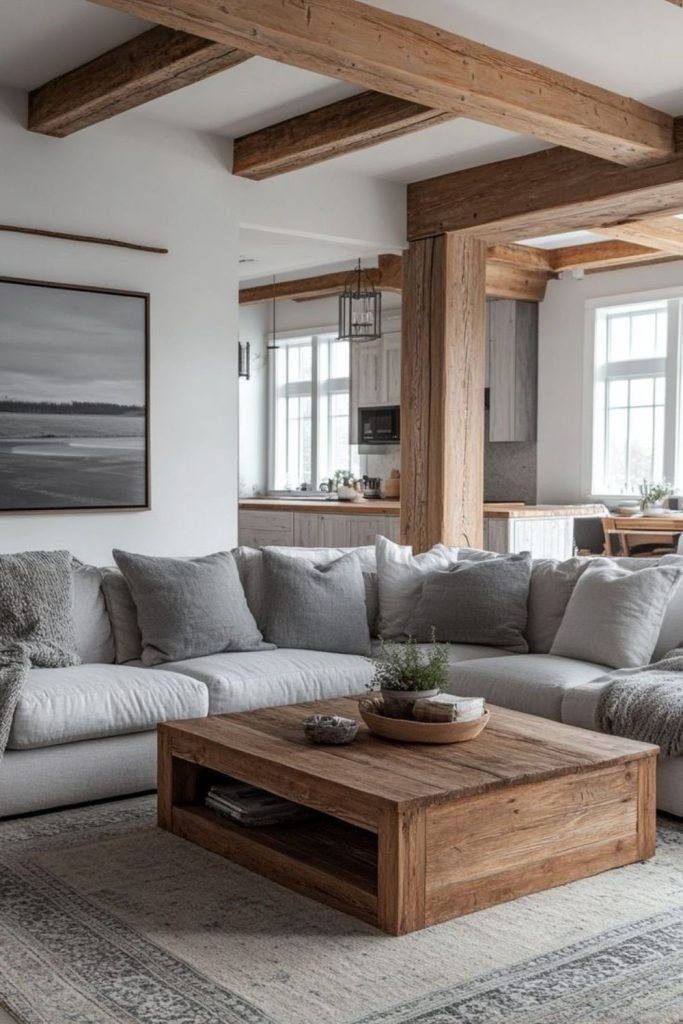Wooden beams with cozy rustic accents
