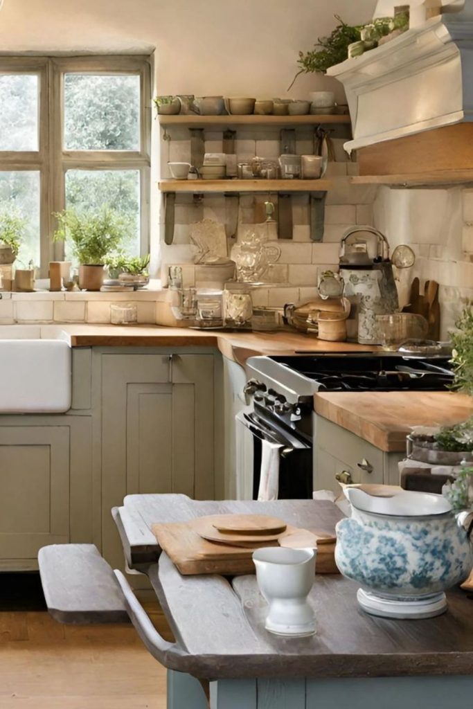 Chalkboard green kitchen with vintage charm