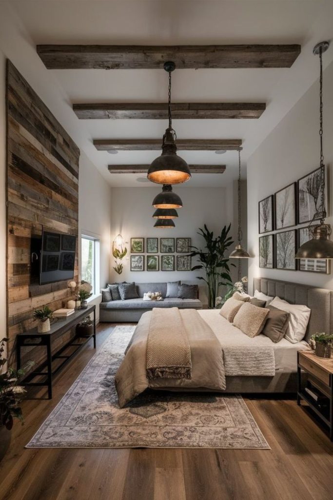 Rustic Luxe Harbour timber rustic elegant bedroom