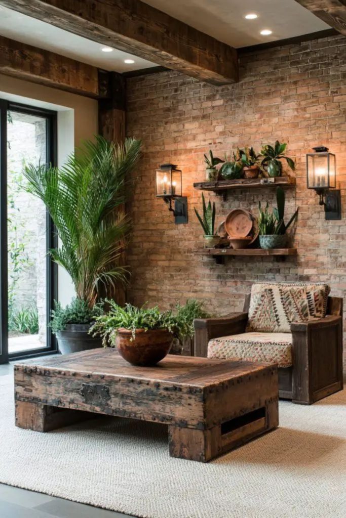 Rustic rapture living room with lanterns