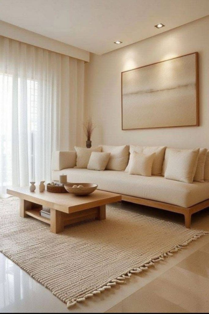 Pale wood airy Scandinavian style room.