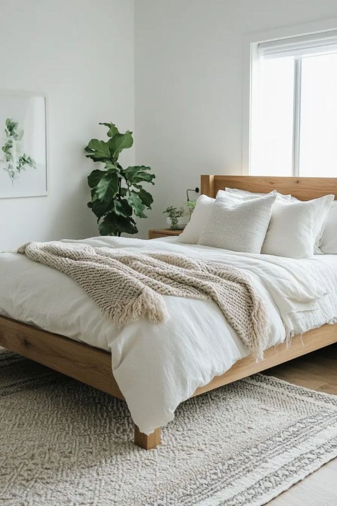 Minimalist Scandinavian style bedroom bedding