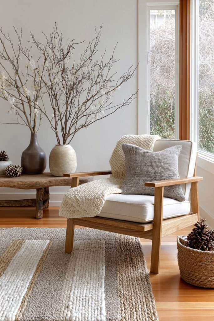 Japandi minimalist winter home decor