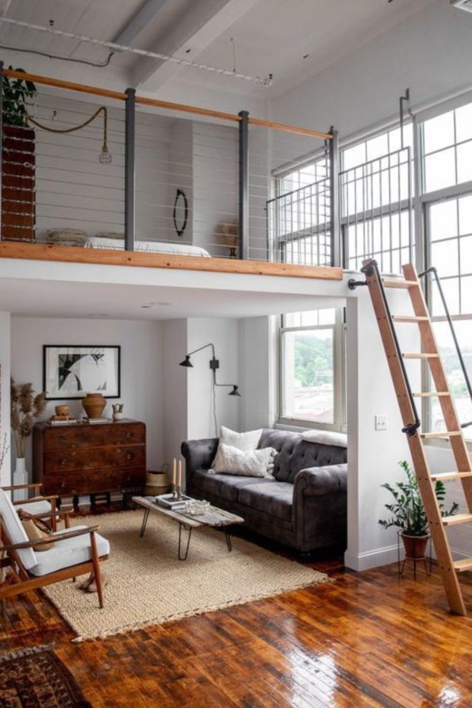 Airy loft with high ceilings elegance