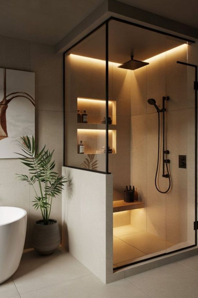 Steam friendly luxury bathroom corner