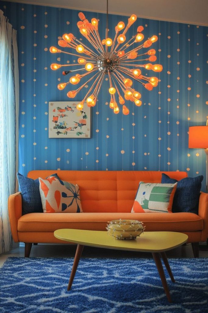 Space age futuristic midcentury interior