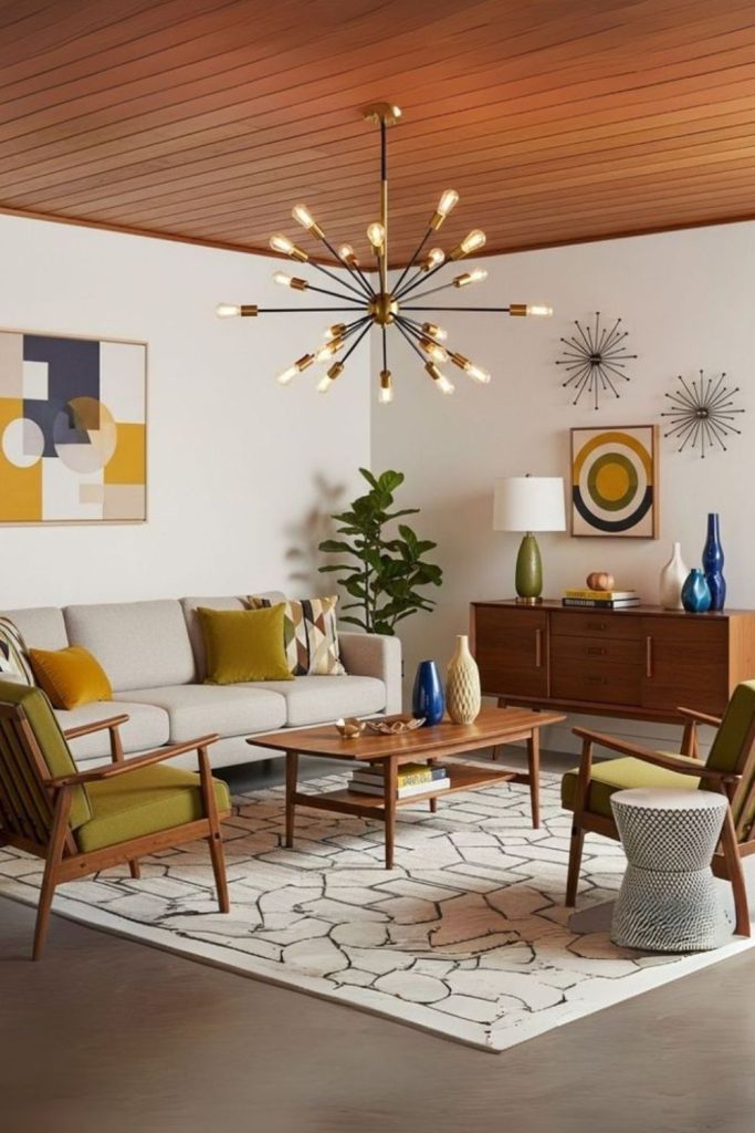 Sputnik chandelier modern retro living room