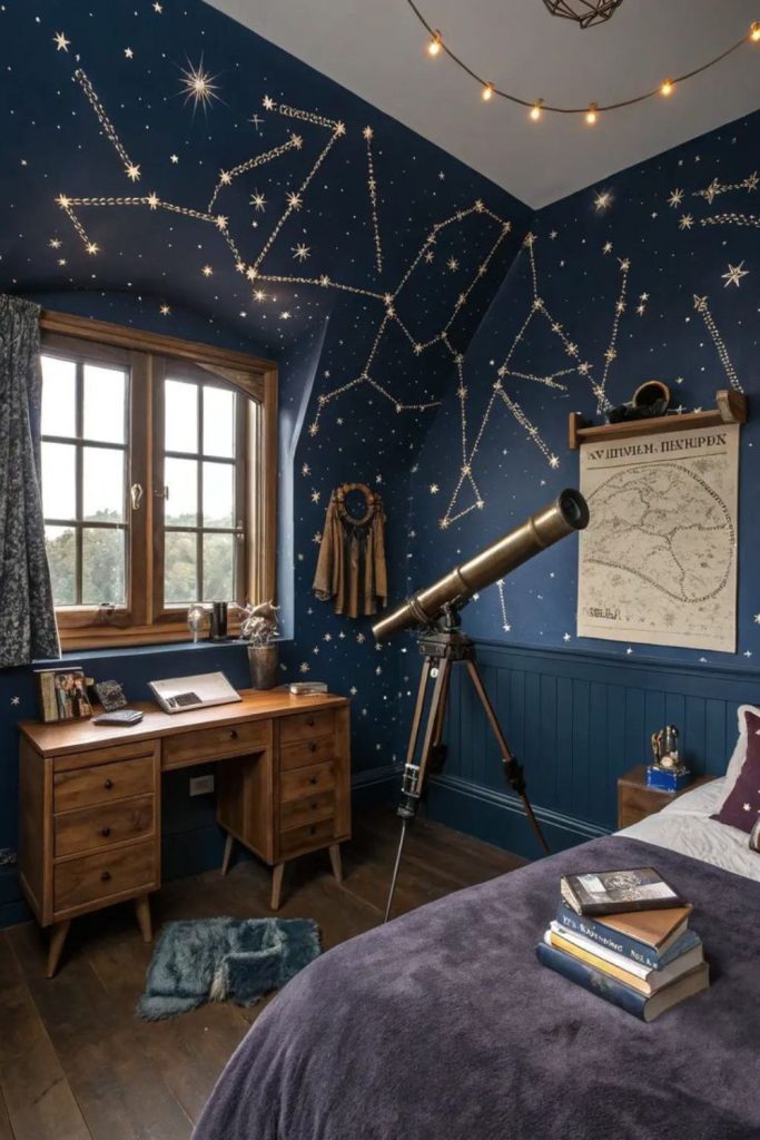 Starry ceiling hanging crystals dreamy