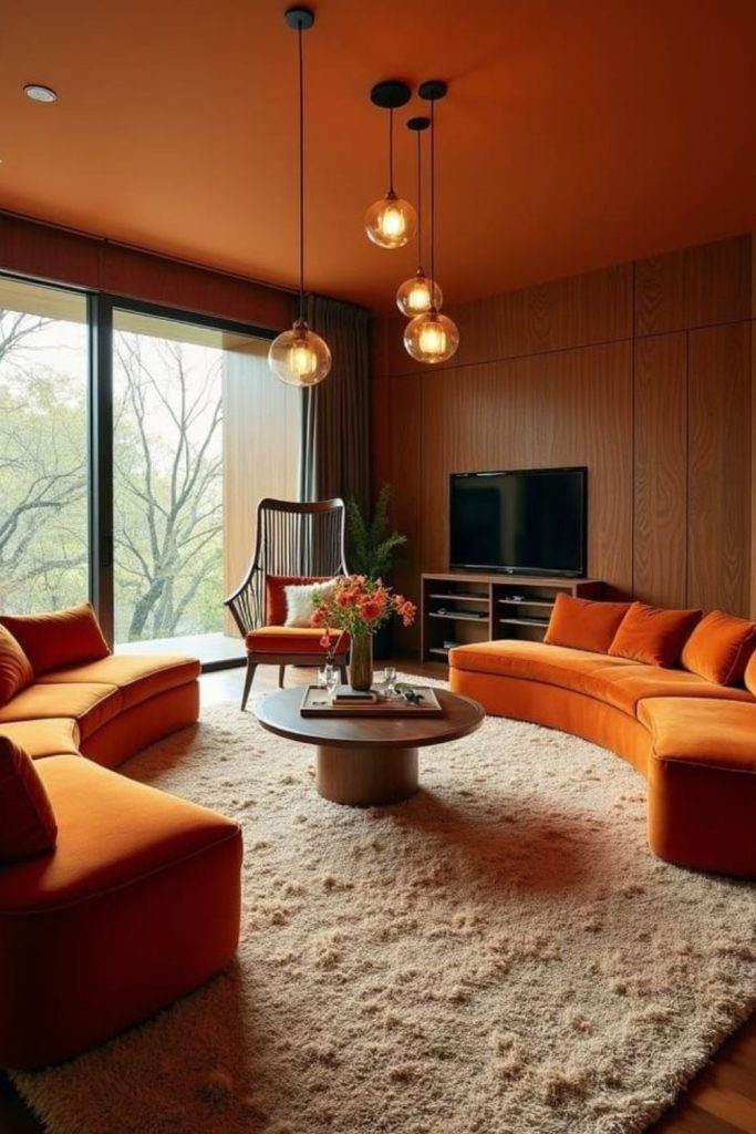 Sunken conversation pit midcentury living room