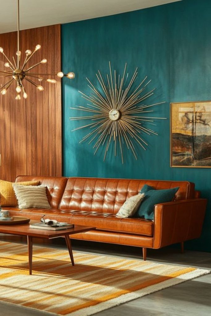Teak wood midcentury velocity living room