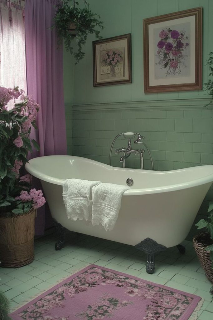Thistle and vine decorated bathroom