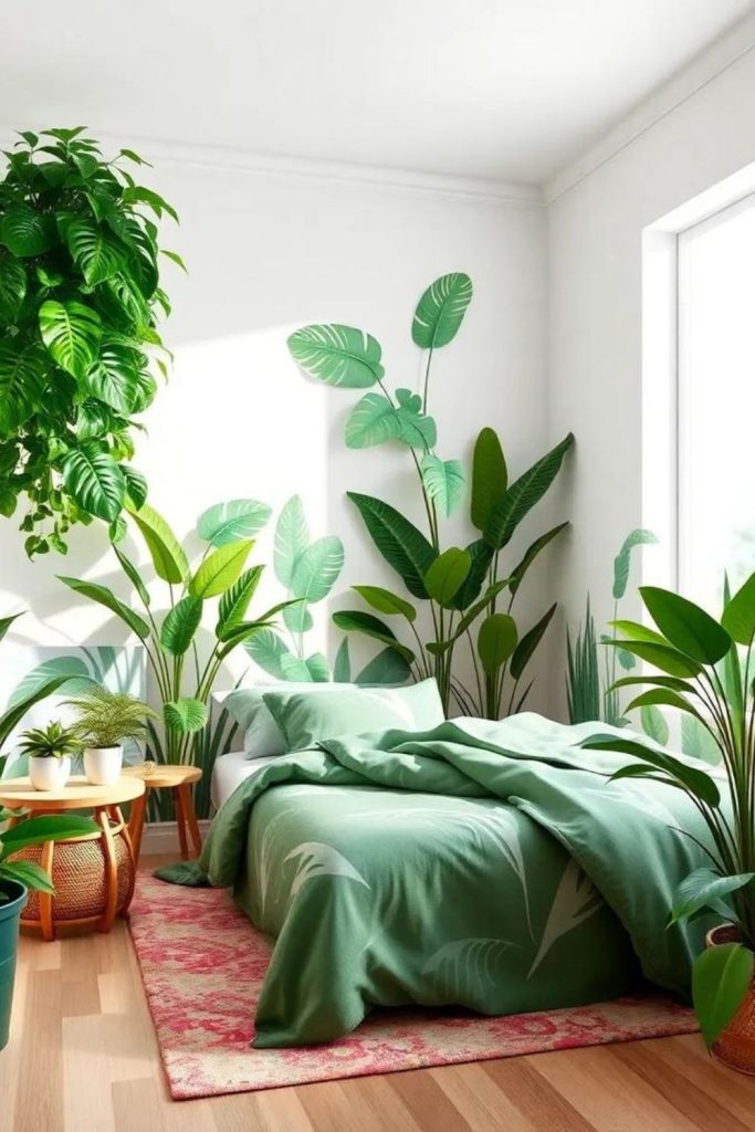 Tropical indoor lush green oasis