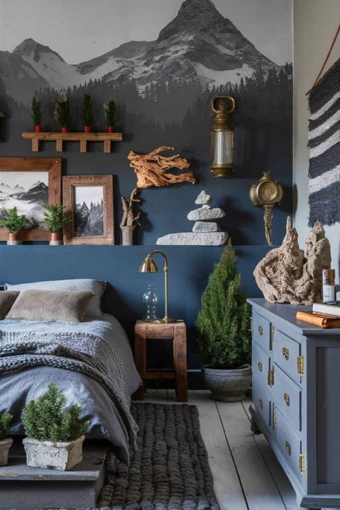 Deep teal calming bedroom nook