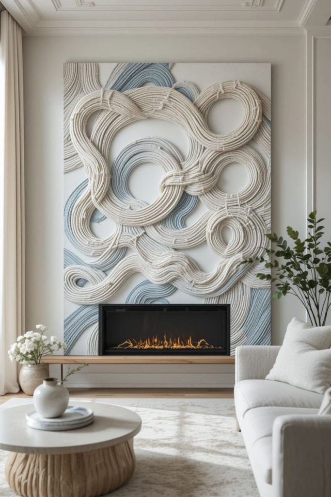 Knotted rope wall hanging in texture