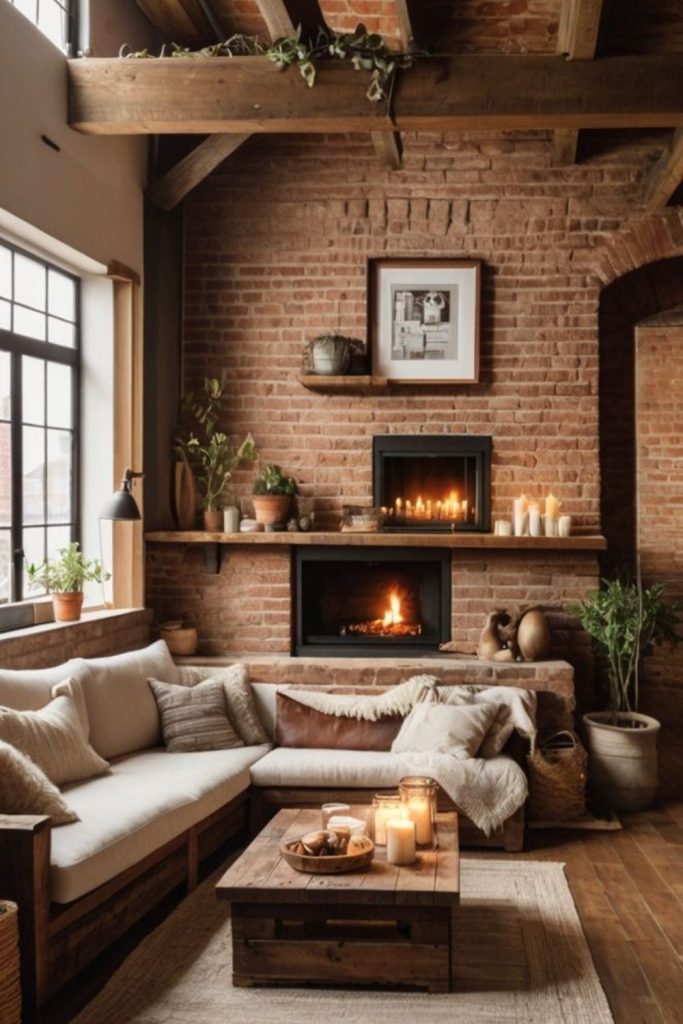 Urban loft bricks cozy retreat