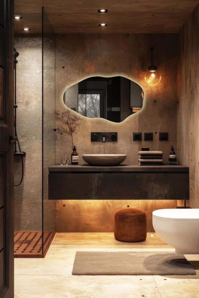 Reflective urban style small bathroom