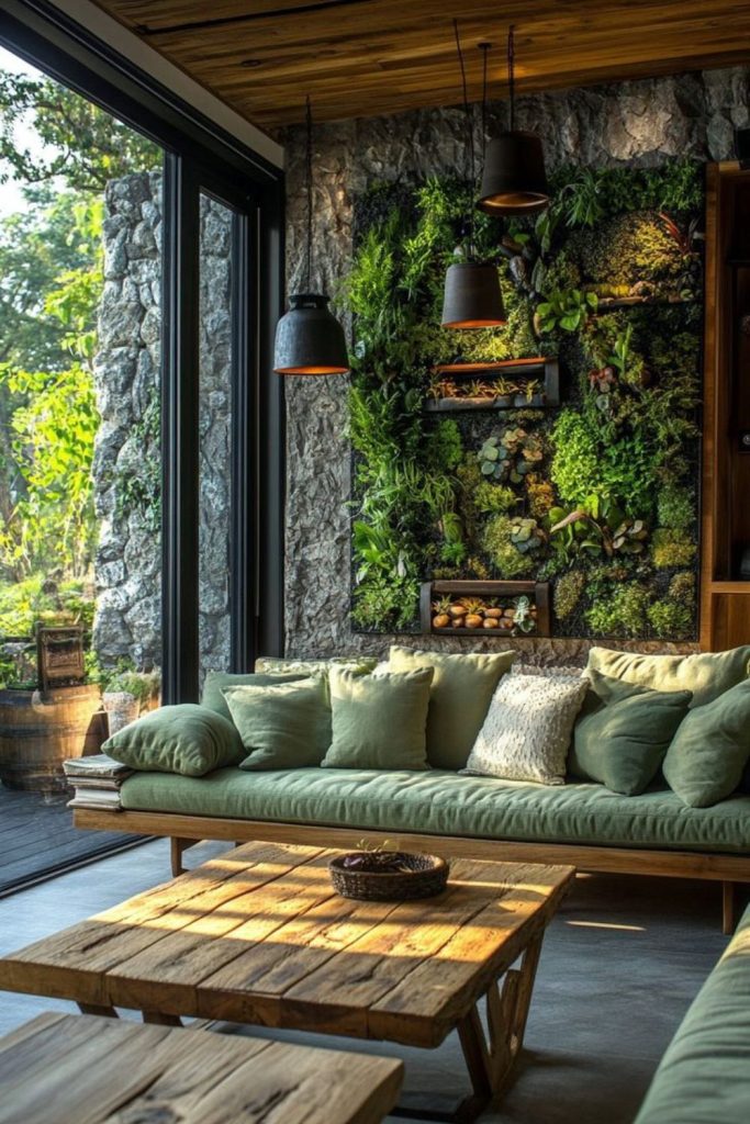 Greenery-filled serene forest-inspired space