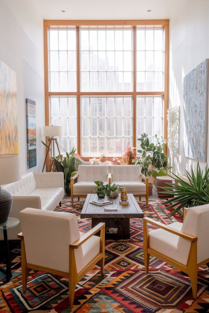 Bold accent rectangular lounge with energy.