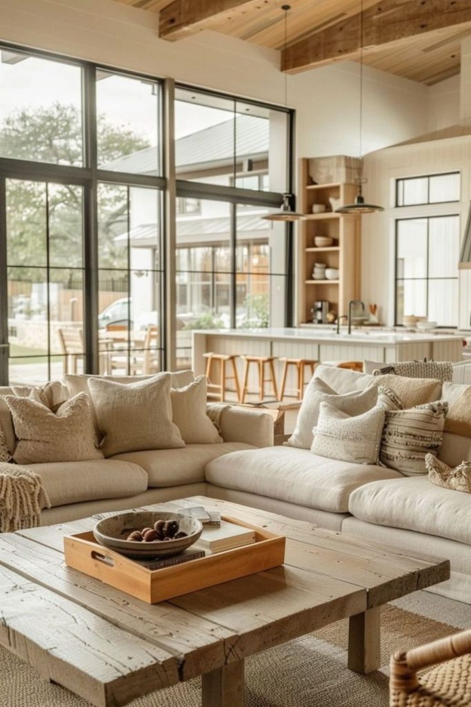 Vintage farmhouse warm light interior