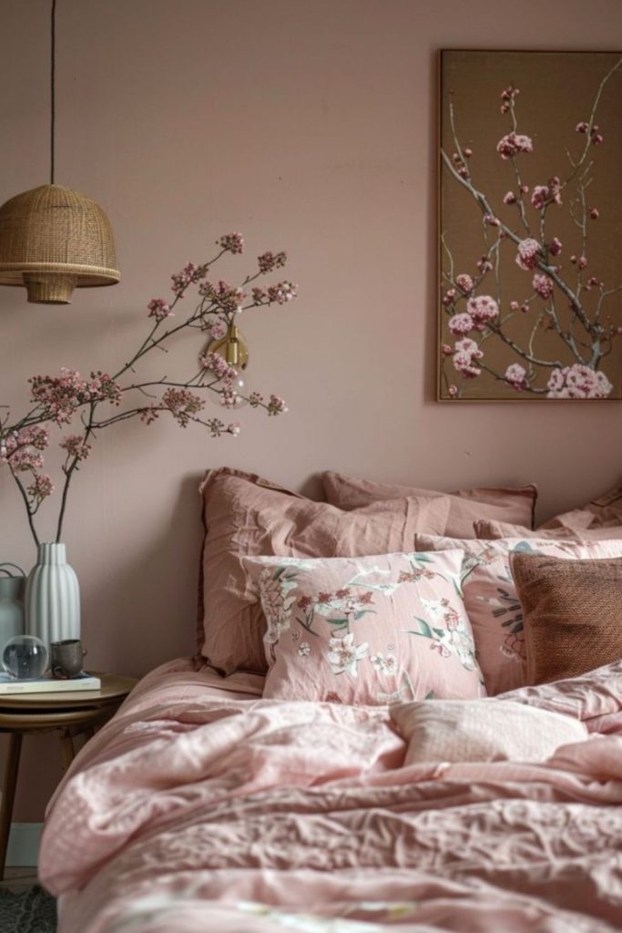 Soft floral rose patterned bedding