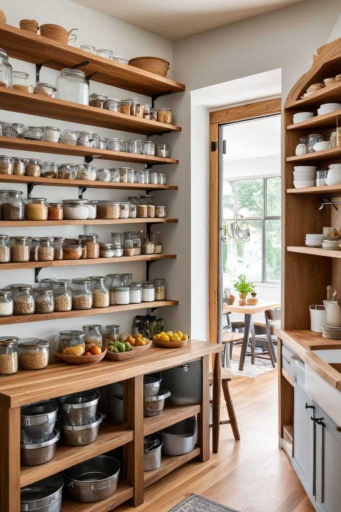 Pale pine kitchen with herb accents
