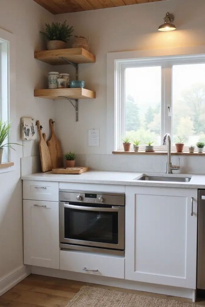 Sink beneath window expands visual depth