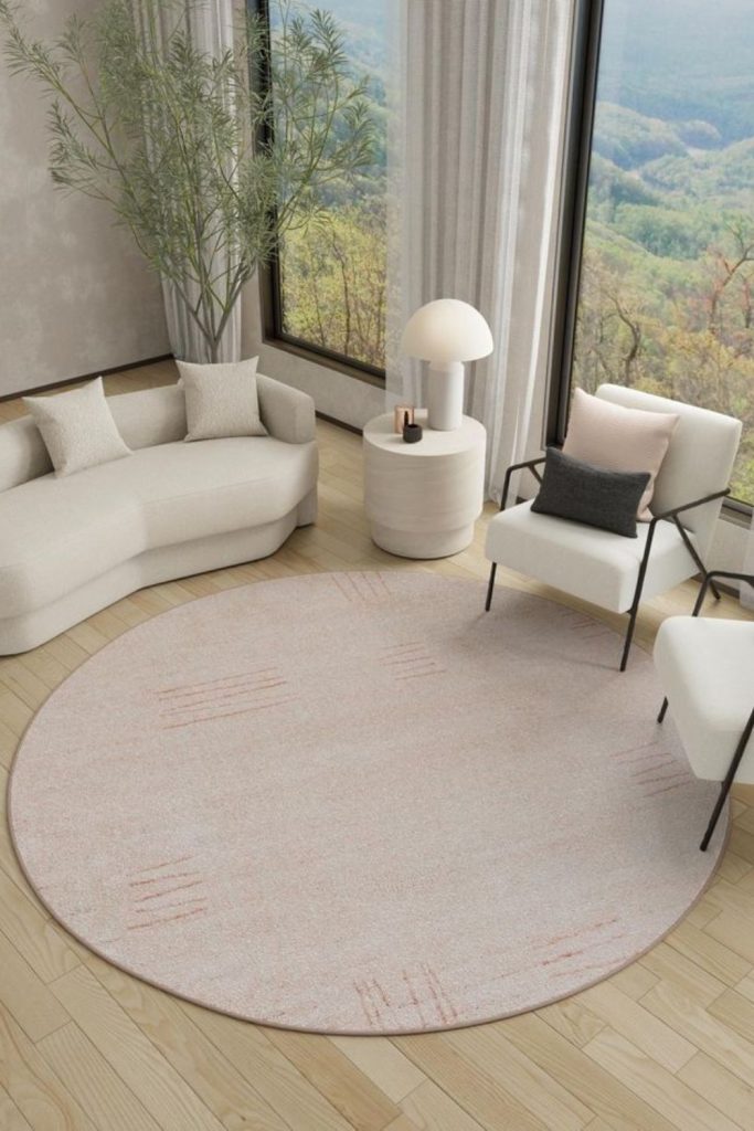 Circular rugs soft bright lounge