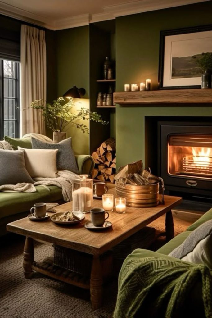 Woodland-inspired living area with greenery