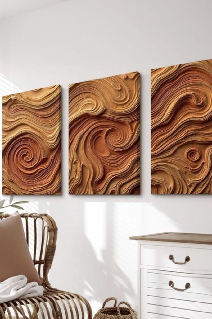 Sculptural wall art with dynamic patterns