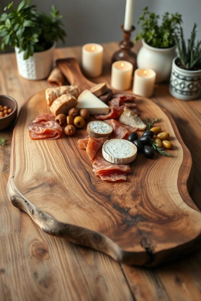 Handcrafted wooden board with unique grains