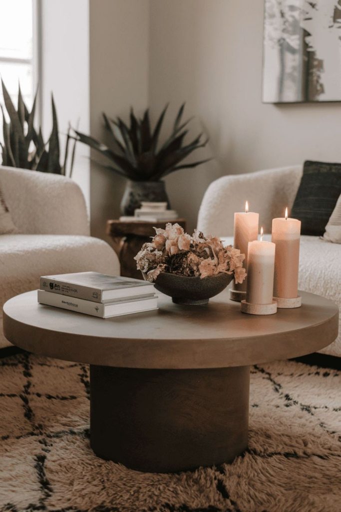 Artistic modern round coffee table styling