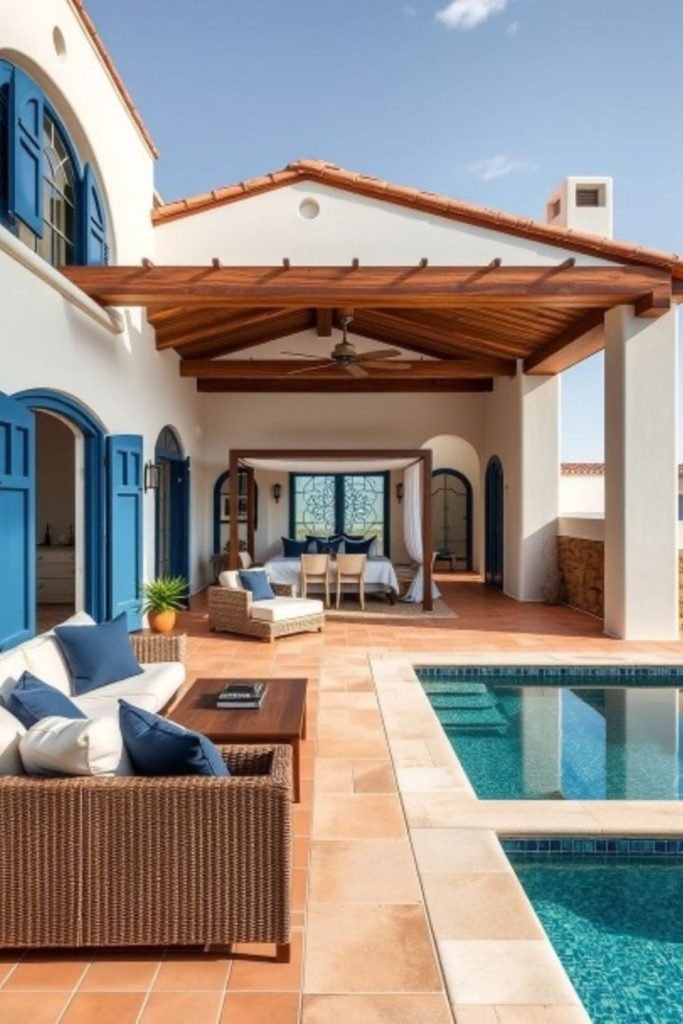 Cascading terraces with ocean view