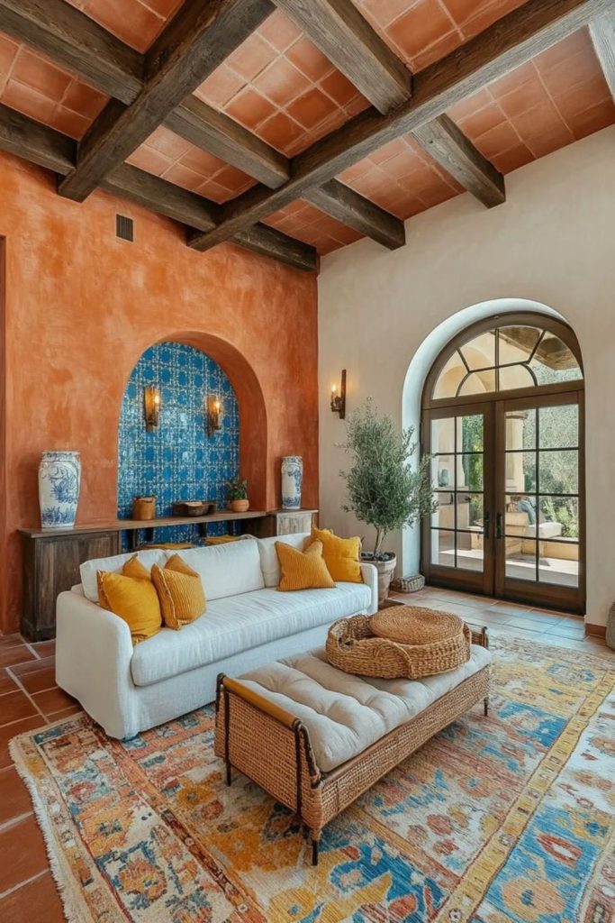 Blue and terracotta villa view