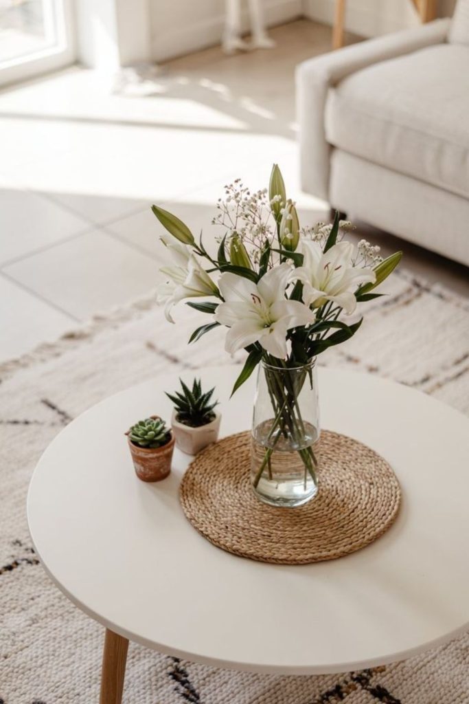 Botanical round coffee table decor