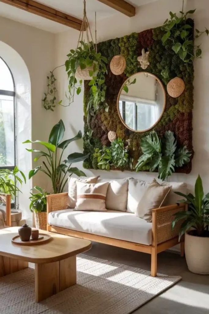 Pressed plant motifs decorate walls with elegance.