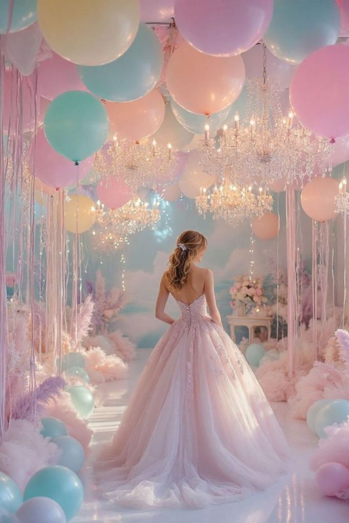 Pastel cotton candy floating decor