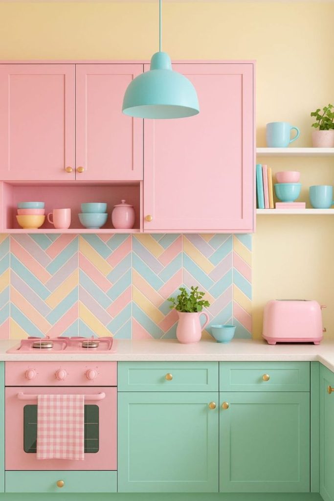 Pastel rainbow candy whimsical kitchen