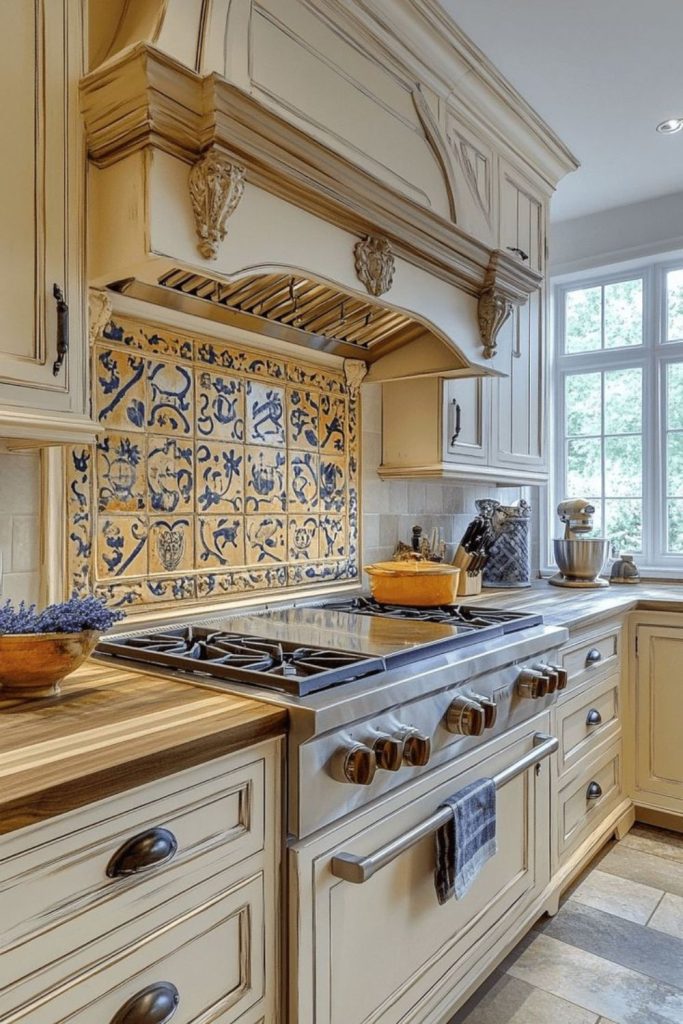 Soft caramel vintage kitchen style