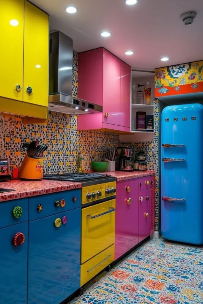 Colorful confetti patterned kitchen chaos