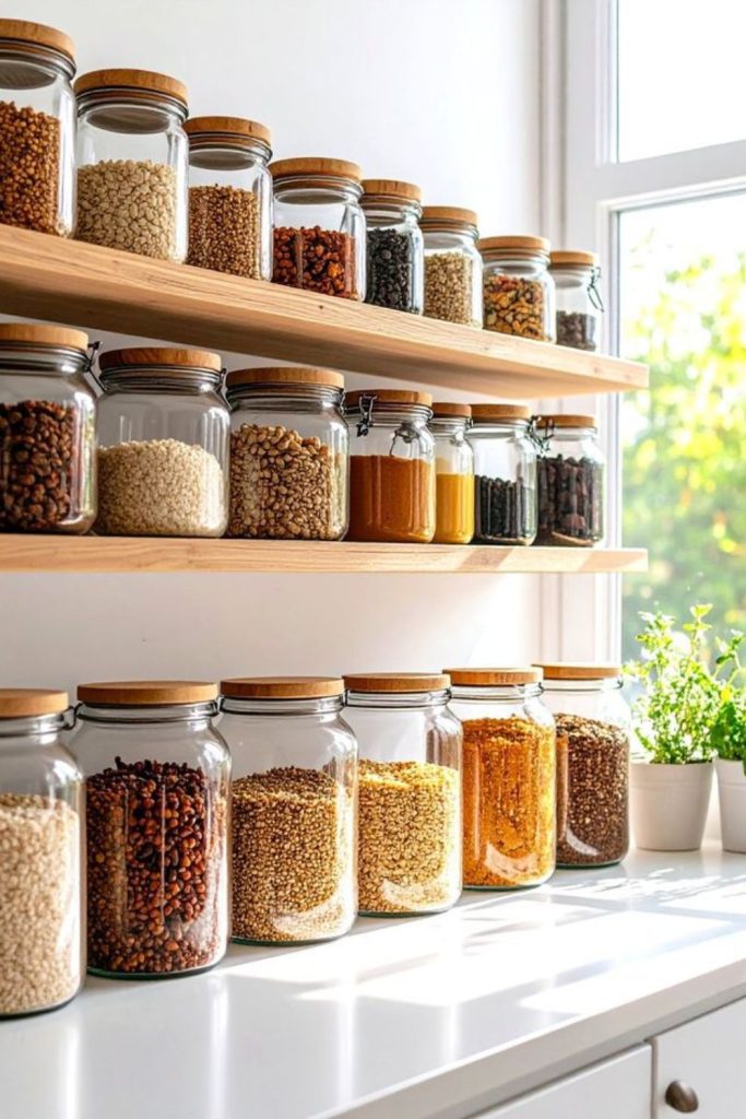 Transparent jars show contents instantly clearly.