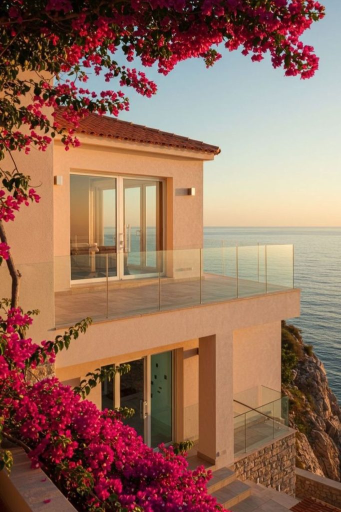 Cliffside villa bathed in sunlight