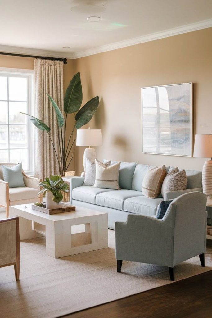 Beachy hues with casual furnishings